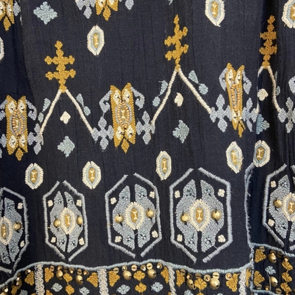 Anthropologie Akemi + Kin Boho Stitched Embroidered Beaded Top - Picture 4 of 6
